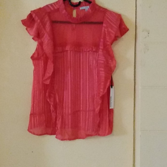 Haute Monde Tops - Short Sleeve Ruffle Shadow Top